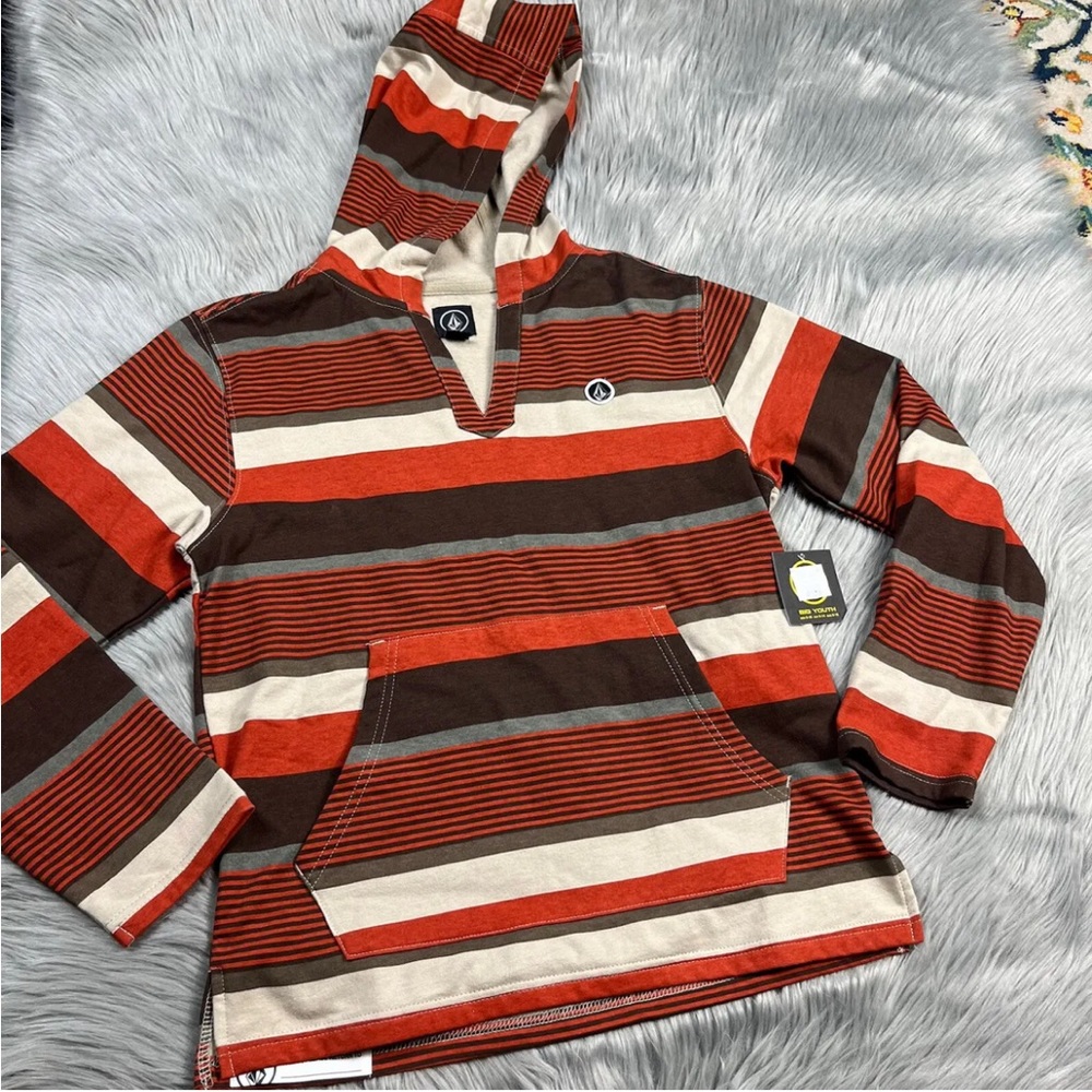 Volcom Mar Azul Poncho Pullover Sweater Striped Size M